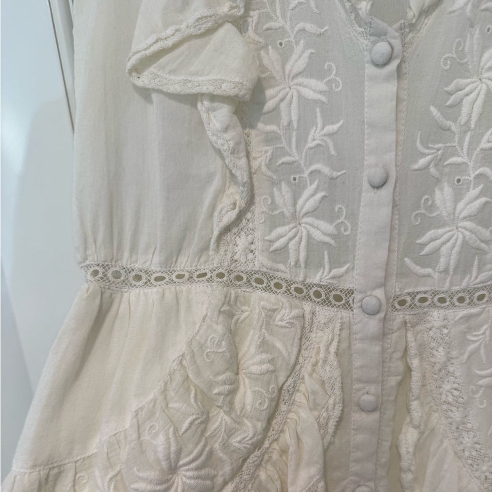 LoveShackFancy India Ruffle Button Front Mini Dress (Small) - Picture 5 of 5